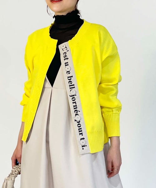 PICCIN（ピッチン）の「ロゴテープドットボタンカーディガン（カーディガン/ボレロ・レディース・ピンク/イエロー/ブラック・M）」の5枚目の写真
