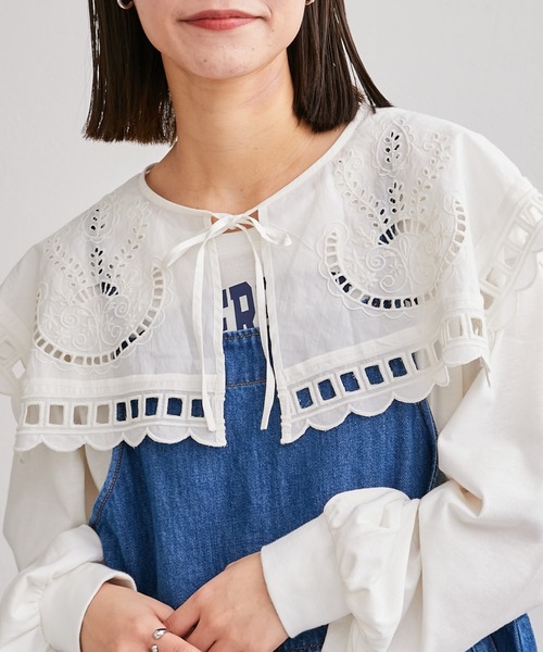 CIAOPANIC TYPY（チャオパニックティピー）の「【india】スクエアレース付け衿（付け襟・レディース・ホワイト/ブラック・ONE SIZE）」の4枚目の写真