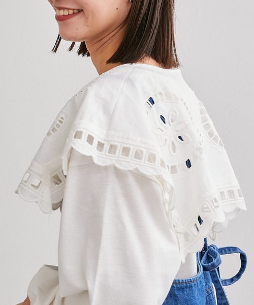 CIAOPANIC TYPY（チャオパニックティピー）の「【india】スクエアレース付け衿（付け襟・レディース・ホワイト/ブラック・ONE SIZE）」の5枚目の写真