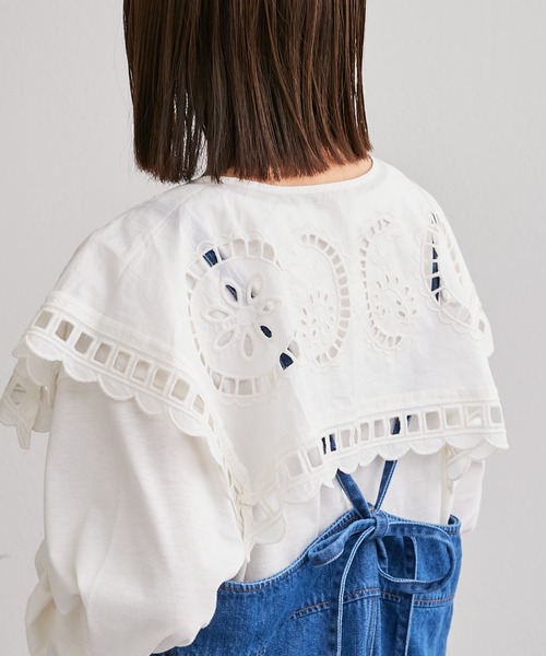 CIAOPANIC TYPY（チャオパニックティピー）の「【india】スクエアレース付け衿（付け襟・レディース・ホワイト/ブラック・ONE SIZE）」の6枚目の写真