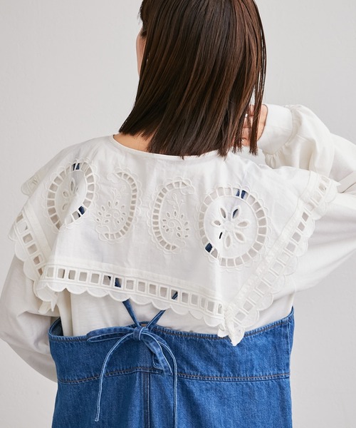 CIAOPANIC TYPY（チャオパニックティピー）の「【india】スクエアレース付け衿（付け襟・レディース・ホワイト/ブラック・ONE SIZE）」の7枚目の写真