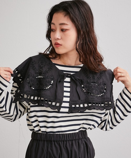 CIAOPANIC TYPY（チャオパニックティピー）の「【india】スクエアレース付け衿（付け襟・レディース・ホワイト/ブラック・ONE SIZE）」の12枚目の写真