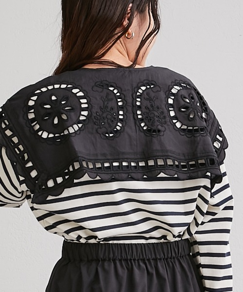 CIAOPANIC TYPY（チャオパニックティピー）の「【india】スクエアレース付け衿（付け襟・レディース・ホワイト/ブラック・ONE SIZE）」の14枚目の写真