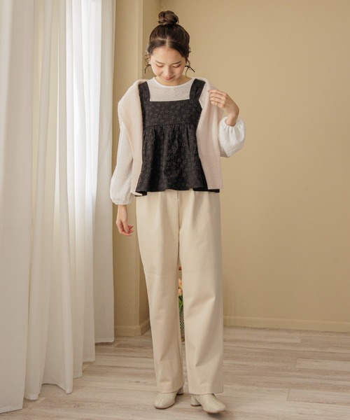 flower（フラワー）の「ウォーミ―タックパンツ（その他パンツ・レディース・ブラウン/アイボリー・FREE）」の6枚目の写真