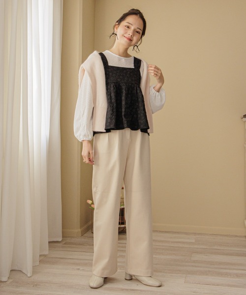 flower（フラワー）の「ウォーミ―タックパンツ（その他パンツ・レディース・ブラウン/アイボリー・FREE）」の7枚目の写真