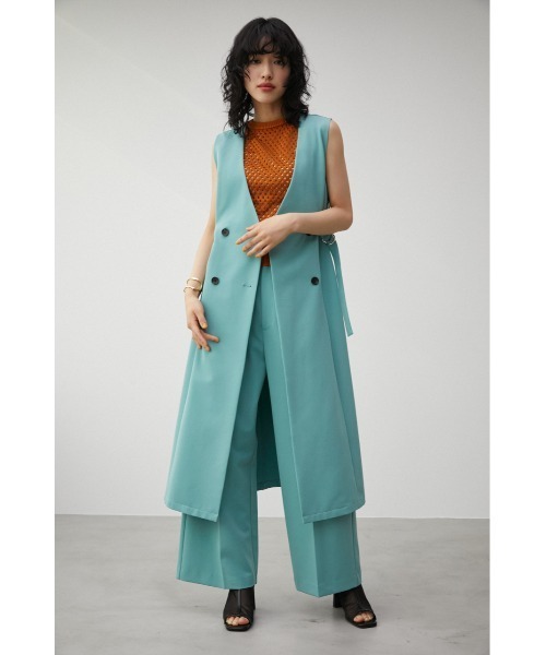 AZUL by moussy(アズールバイマウジー)の「VENUS LONG GILET/ビーナスロングジレ(ベスト・レディース・ライトグレー/ブラック/ブルー・MEDIUM/SMALL)」の6枚目の写真