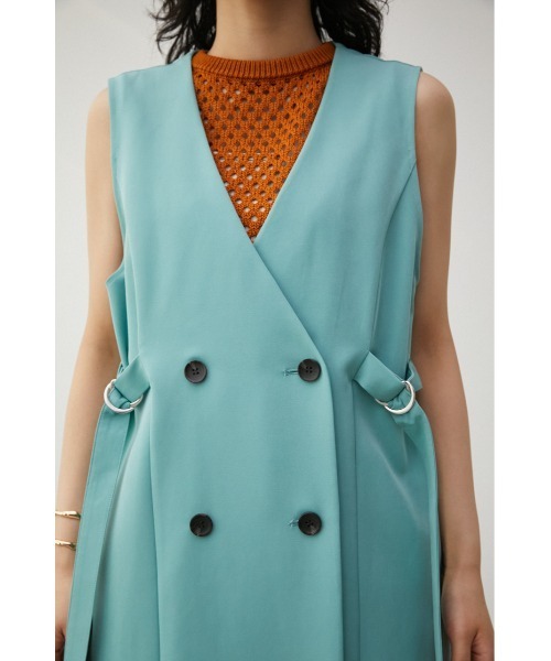 AZUL by moussy(アズールバイマウジー)の「VENUS LONG GILET/ビーナスロングジレ(ベスト・レディース・ライトグレー/ブラック/ブルー・MEDIUM/SMALL)」の10枚目の写真