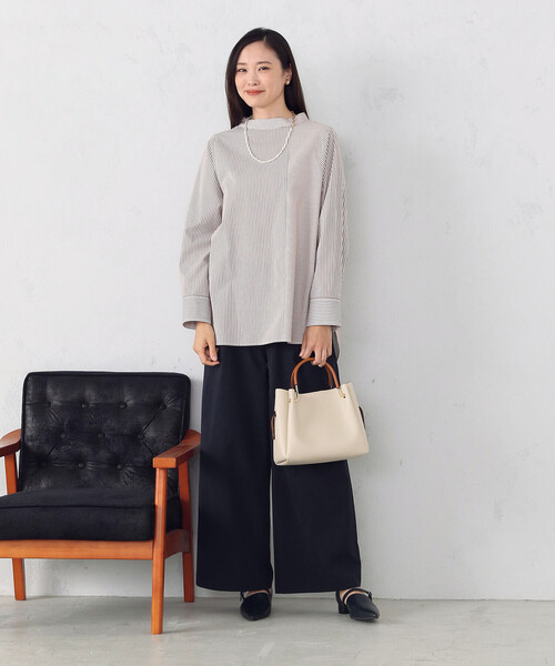 COMME CA ISM(コムサイズム)の「チノワイドパンツ(チノパンツ・レディース・ネイビー/ブラウン・L/M)」の6枚目の写真