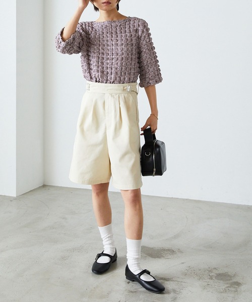 forksy.(フォルクシー)の「【forksy.】シャーリングチェック半袖カットソー(Tシャツ/カットソー・レディース・ピンク/ホワイト×ブラック/アイボリー/ブラック/ライトブルー・FREE)」の15枚目の写真