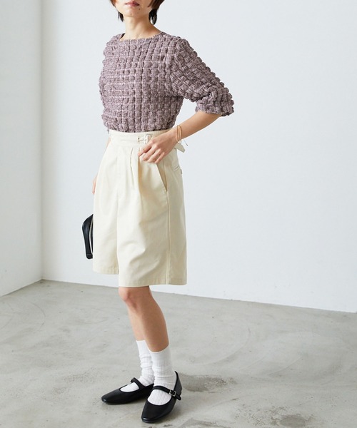forksy.(フォルクシー)の「【forksy.】シャーリングチェック半袖カットソー(Tシャツ/カットソー・レディース・ピンク/ホワイト×ブラック/アイボリー/ブラック/ライトブルー・FREE)」の17枚目の写真