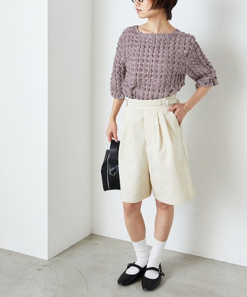 forksy.(フォルクシー)の「【forksy.】シャーリングチェック半袖カットソー(Tシャツ/カットソー・レディース・ピンク/ホワイト×ブラック/アイボリー/ブラック/ライトブルー・FREE)」の19枚目の写真