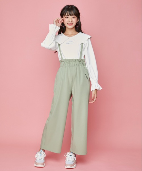 JENNI love（ジェニィラブ）の「ビッグカラーキャンディスリーブロンT（Tシャツ/カットソー・キッズ・オフホワイト/ピンク/ブラック・130cm/140cm/150cm/160cm）」の4枚目の写真