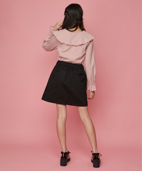 JENNI love（ジェニィラブ）の「ビッグカラーキャンディスリーブロンT（Tシャツ/カットソー・キッズ・オフホワイト/ピンク/ブラック・130cm/140cm/150cm/160cm）」の9枚目の写真