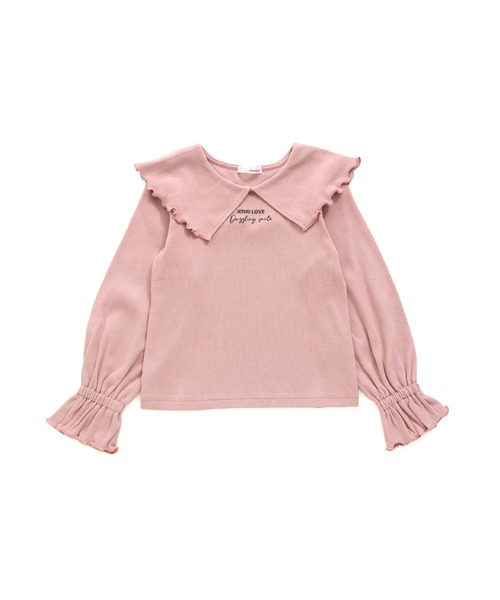 JENNI love（ジェニィラブ）の「ビッグカラーキャンディスリーブロンT（Tシャツ/カットソー・キッズ・オフホワイト/ピンク/ブラック・130cm/140cm/150cm/160cm）」の15枚目の写真