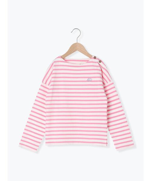 Samansa Mos2 Lagom（サマンサモスモスラーゴム）の「ハリネズミ刺繍ボーダープルオーバー（Tシャツ/カットソー・キッズ・グリーン/ブルー/ピンク・100cm/110cm/120cm/130cm/95cm）」の3枚目の写真