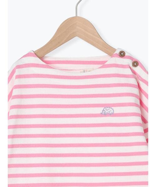 Samansa Mos2 Lagom（サマンサモスモスラーゴム）の「ハリネズミ刺繍ボーダープルオーバー（Tシャツ/カットソー・キッズ・グリーン/ブルー/ピンク・100cm/110cm/120cm/130cm/95cm）」の6枚目の写真