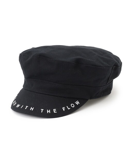 PINK-latte（ピンクラテ）の「【UVカット/部分接触冷感】日焼け対策！ひんやり♪ロゴキャスケット（キャスケット・キッズ・サックスブルー系4/ブラック・00）」の7枚目の写真