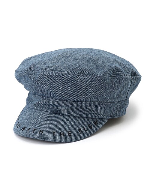 PINK-latte（ピンクラテ）の「【UVカット/部分接触冷感】日焼け対策！ひんやり♪ロゴキャスケット（キャスケット・キッズ・サックスブルー系4/ブラック・00）」の9枚目の写真