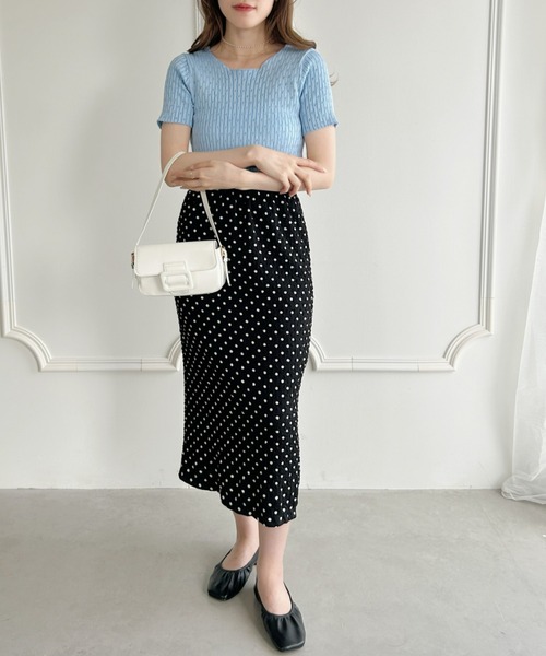 Loueme（ルエム）の「【23S/S】透かし編みサマーリブトップス（Tシャツ/カットソー・レディース・ホワイト/ライトブルー/ブラック・FREE）」の9枚目の写真