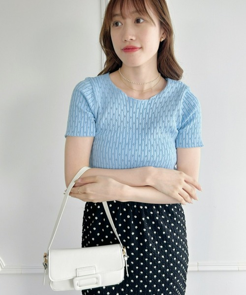 Loueme（ルエム）の「【23S/S】透かし編みサマーリブトップス（Tシャツ/カットソー・レディース・ホワイト/ライトブルー/ブラック・FREE）」の20枚目の写真