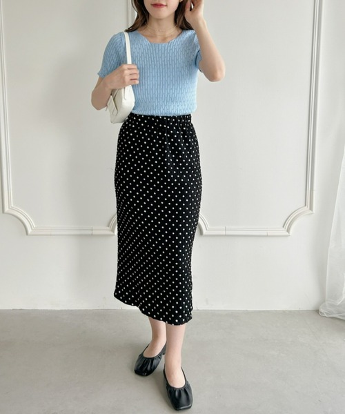 Loueme（ルエム）の「【23S/S】透かし編みサマーリブトップス（Tシャツ/カットソー・レディース・ホワイト/ライトブルー/ブラック・FREE）」の14枚目の写真