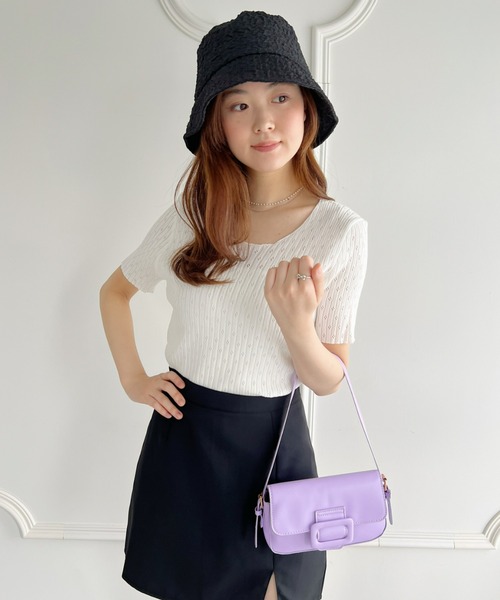 Loueme（ルエム）の「【23S/S】透かし編みサマーリブトップス（Tシャツ/カットソー・レディース・ホワイト/ライトブルー/ブラック・FREE）」の4枚目の写真