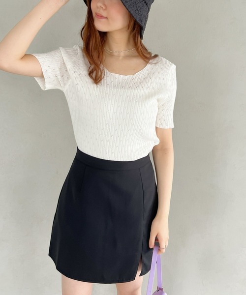 Loueme（ルエム）の「【23S/S】透かし編みサマーリブトップス（Tシャツ/カットソー・レディース・ホワイト/ライトブルー/ブラック・FREE）」の17枚目の写真