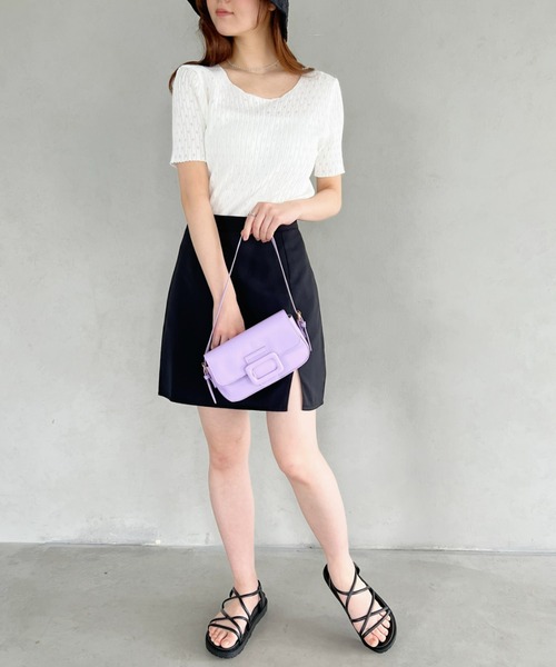 Loueme（ルエム）の「【23S/S】透かし編みサマーリブトップス（Tシャツ/カットソー・レディース・ホワイト/ライトブルー/ブラック・FREE）」の10枚目の写真