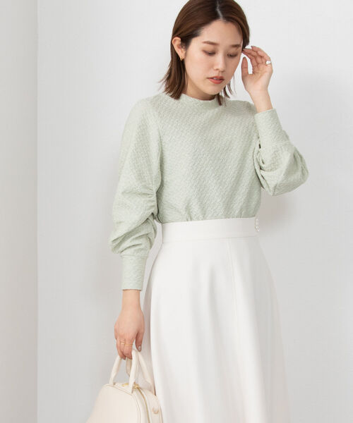 NOLLEY’S（ノーリーズ）の「シャーリングジャガードプルオーバーカットソー（Tシャツ/カットソー・レディース・オフホワイト/ブラック/ミント・38）」の20枚目の写真