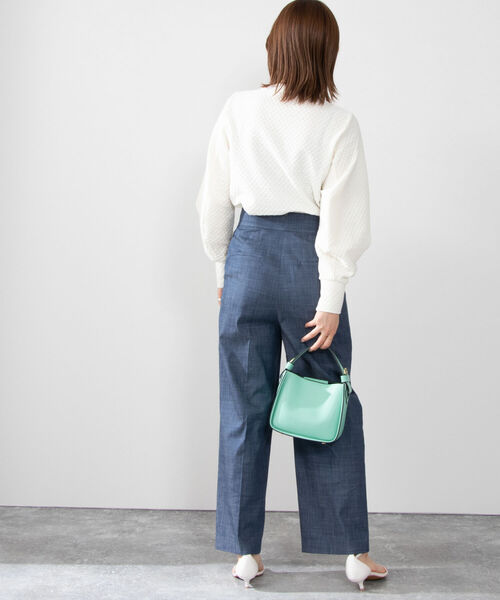 NOLLEY’S（ノーリーズ）の「シャーリングジャガードプルオーバーカットソー（Tシャツ/カットソー・レディース・オフホワイト/ブラック/ミント・38）」の8枚目の写真