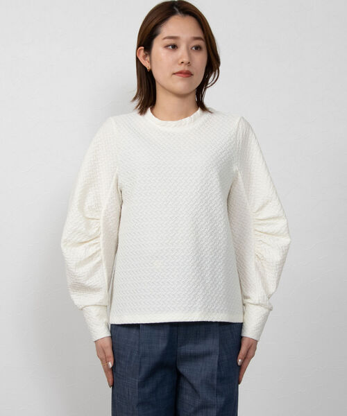 NOLLEY’S（ノーリーズ）の「シャーリングジャガードプルオーバーカットソー（Tシャツ/カットソー・レディース・オフホワイト/ブラック/ミント・38）」の12枚目の写真