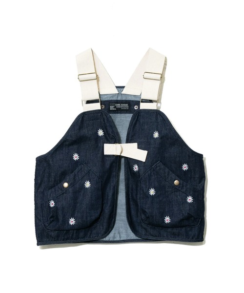 CUBE SUGAR(キューブシュガー)の「CUBE SUGAR/キューブシュガー ツイルxデニム ハンティングベスト(ベスト・レディース・ダークインディゴブルー・FREE)」の1枚目の写真