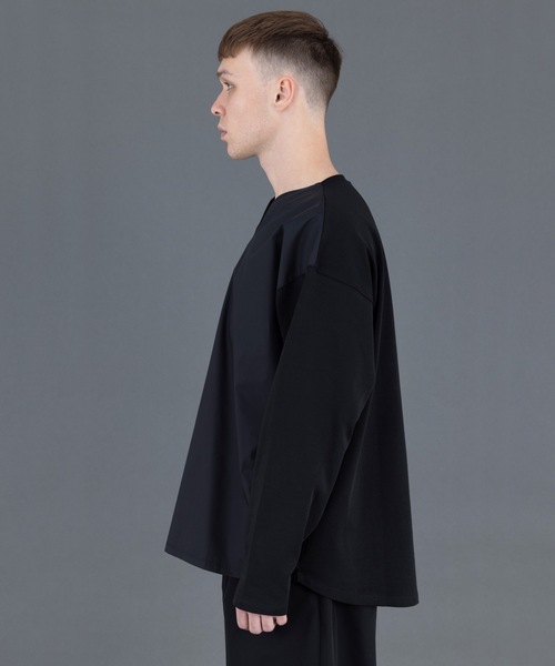 FORTUNA HOMME（フォルトゥナオム）の「FORTUNAHOMME Keyneck Docking L/S Tee（Tシャツ/カットソー・メンズ・ブラック/ホワイト・2/1）」の4枚目の写真