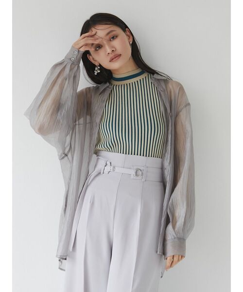 MURUA（ムルーア）の「ミニマルストライプニット（ニット/セーター・レディース・ブラック/ベージュ/ブルー・FREE）」の6枚目の写真