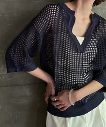 【ZOZO限定】キーネックメッシュニットプルオーバー