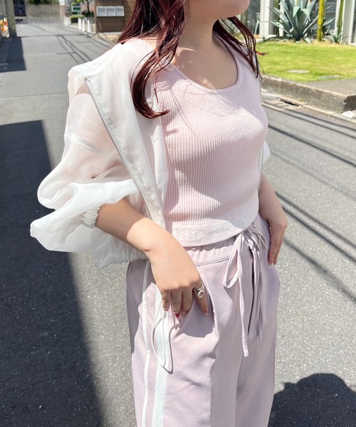 one after another NICE CLAUP(ワンアフターアナザーナイスクラップ)の「ラインジャージパンツ(スラックス・レディース・ブラック/スモークピンク/ライトベージュ・FREE)」の4枚目の写真