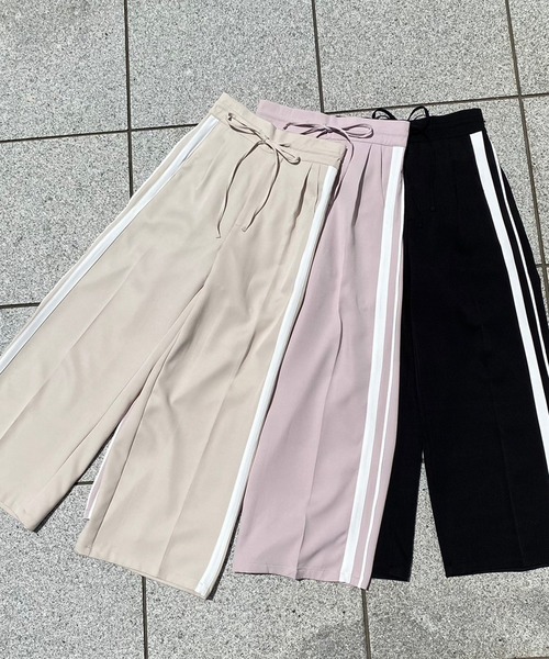 one after another NICE CLAUP(ワンアフターアナザーナイスクラップ)の「ラインジャージパンツ(スラックス・レディース・ブラック/スモークピンク/ライトベージュ・FREE)」の5枚目の写真
