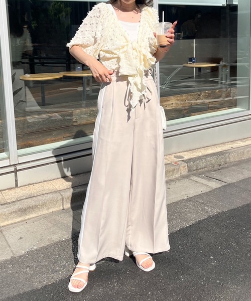 one after another NICE CLAUP(ワンアフターアナザーナイスクラップ)の「ラインジャージパンツ(スラックス・レディース・ブラック/スモークピンク/ライトベージュ・FREE)」の8枚目の写真