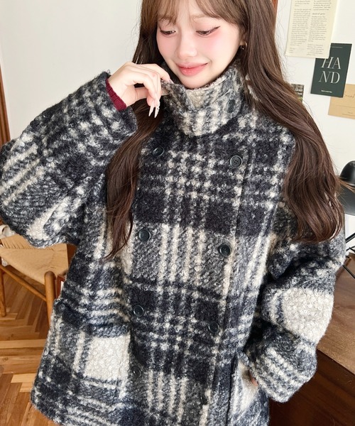 セール】フェイクリングウール2WAYアレンジカラーPコート（ピーコート