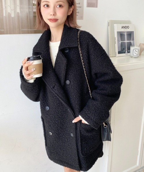 リングフェイクウール2WAYアレンジカラーPコート（ピーコート