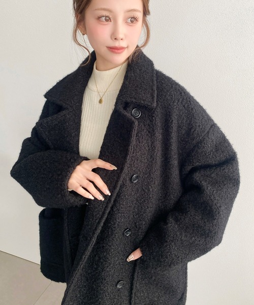 セール】フェイクリングウール2WAYアレンジカラーPコート（ピーコート