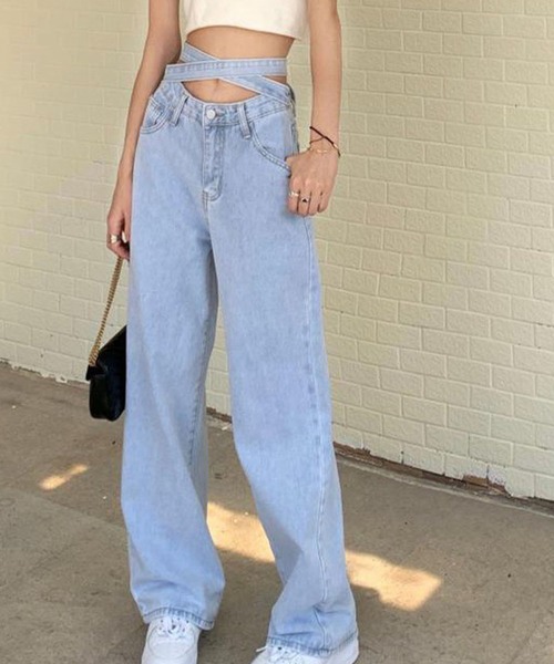 GLAMOROUS JANE（グラマラスジェーン）の「バックリボンストレートデニムパンツ（デニムパンツ・レディース・ブルー・S/L/M）」の6枚目の写真