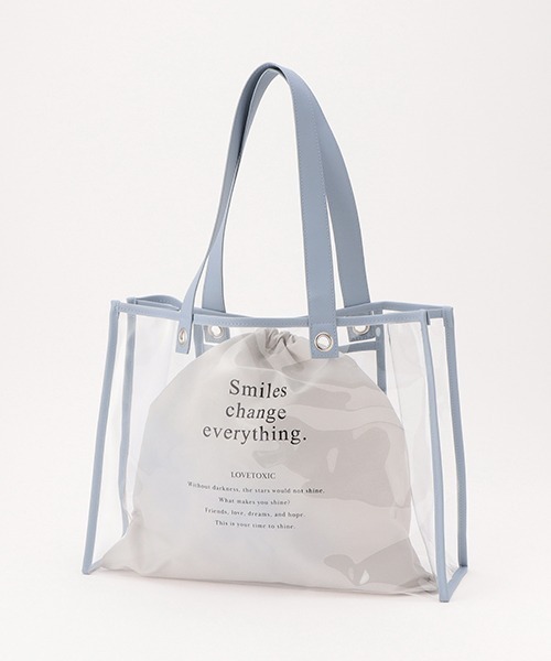 LOVETOXIC（ラブトキシック）の「パイピングビニールトートBAG【SWIM】（バックパック/リュック・キッズ・ブラック/ベージュ/サックスブルー/ピンク・FREE）」の5枚目の写真