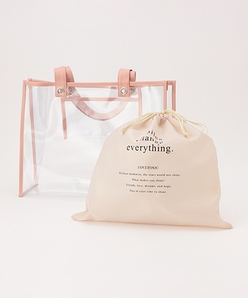 LOVETOXIC（ラブトキシック）の「パイピングビニールトートBAG【SWIM】（バックパック/リュック・キッズ・ブラック/ベージュ/サックスブルー/ピンク・FREE）」の7枚目の写真