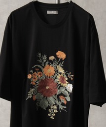 welise | 【welise/ウェライズ】HQクリアコットンファブリック  レトロフラワー刺繍 オーバーサイズ半袖Tシャツ(Tシャツ/カットソー)