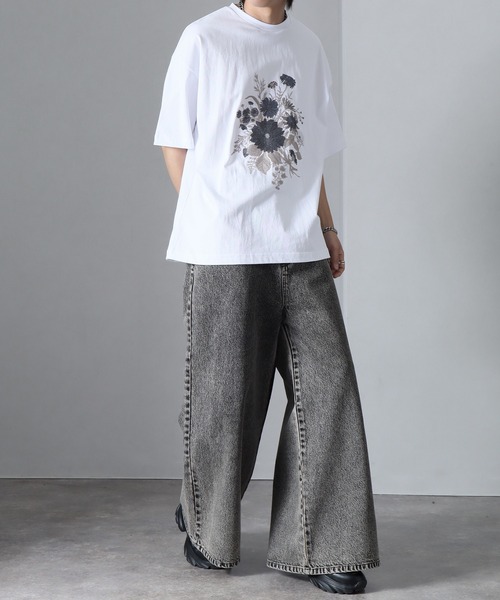 welise（ウェライズ）の「【welise/ウェライズ】HQクリアコットンファブリック  レトロフラワー刺繍 オーバーサイズ半袖Tシャツ（Tシャツ/カットソー・メンズ・ブラック系その他/ブラック/ホワイト/ホワイト系その他/ブラック×ブルー/ホワイト×グレー/グレー系その他・M/L/S）」の16枚目の写真