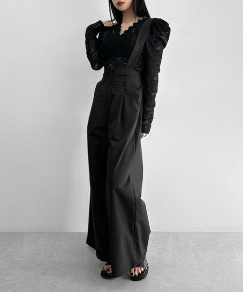 LVEU.（ラブユ.）の「【LVEU.】パフショルダーシースルーレーストップス（パッド付） / トップス カットソー レース パフショルダー パフショル シースルー シアー パット ブラック（Tシャツ/カットソー・レディース・ブラック・FREE）」の5枚目の写真