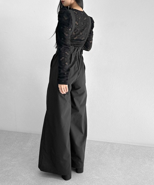 LVEU.（ラブユ.）の「【LVEU.】パフショルダーシースルーレーストップス（パッド付） / トップス カットソー レース パフショルダー パフショル シースルー シアー パット ブラック（Tシャツ/カットソー・レディース・ブラック・FREE）」の9枚目の写真