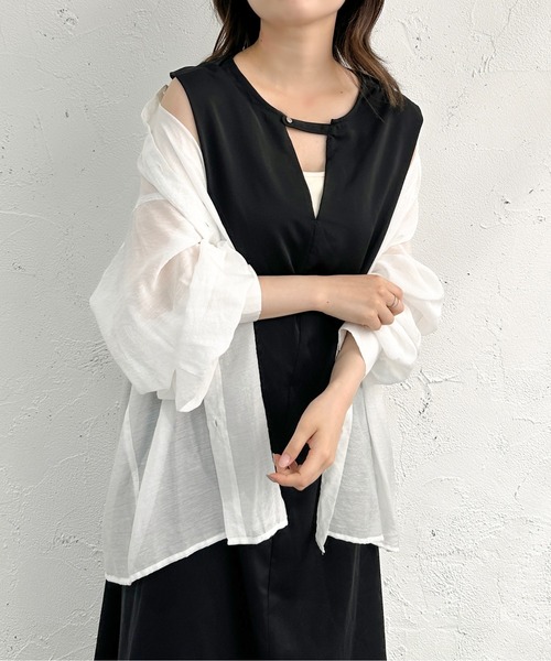 apres jour mignon（アプレジュールミニョン）の「2WAYカッティングフレアワンピース【ZOZOTOWN限定アイテム】（ワンピース・レディース・ブルー/ブラック・SMALL/MEDIUM/X-LARGE）」の3枚目の写真