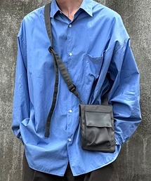 ナイロン×シンセティックレザーコンビ マルチミニスクエアショルダーバッグ
